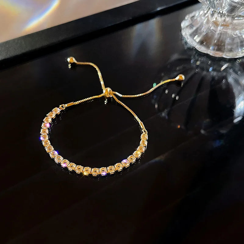 Luxury Color Cubic Zirconia Gold Color Tennis Bracelets For Women Girls 2022 New Trend Chain Bracelets Jewelry Party Gifts