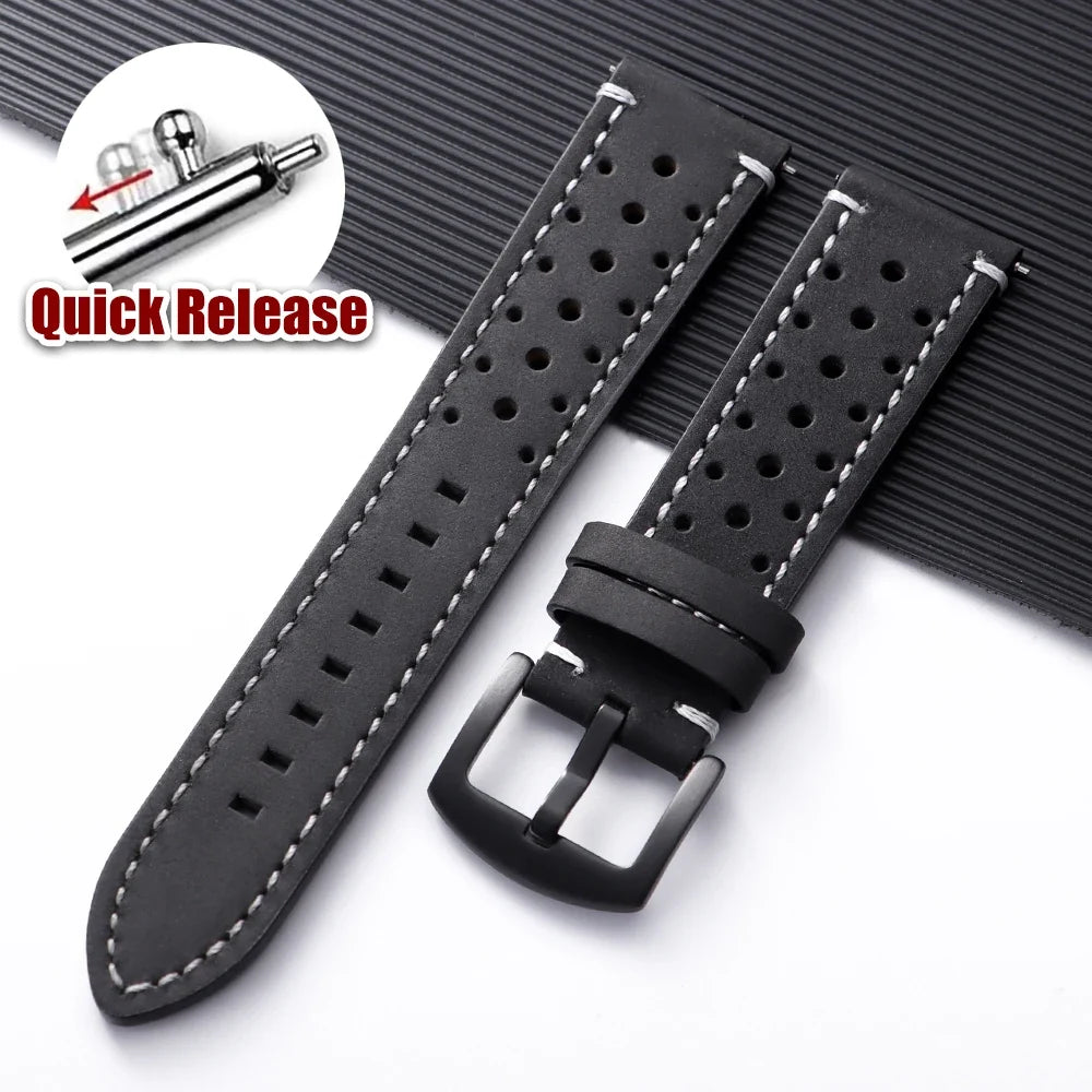 Garmin 18/20/22mm Quick Release Perforated Leather Rally Band