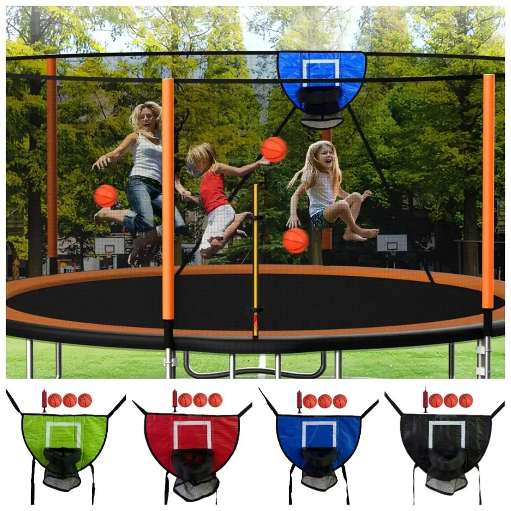 Foldable Trampoline Basketball Hoop Kit Safety Multipurpose Basketball Training with Pump and Ball Fun Mini Basketball Hoop
