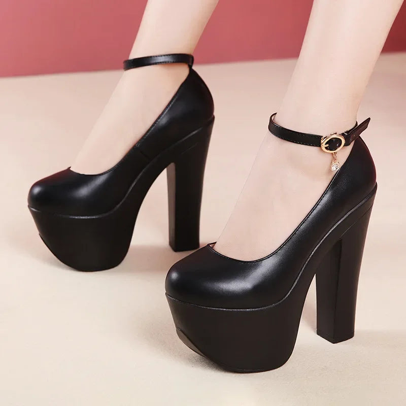 15cm Small Size 32-43 Thick Bottom Gold Red Wedding Shoes Women