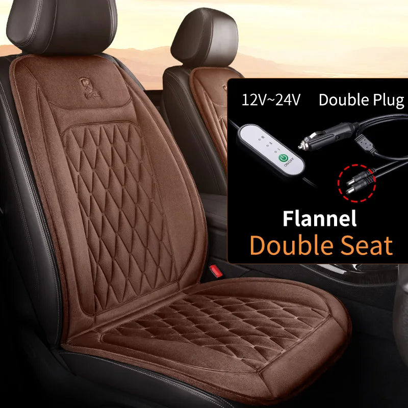 12-24V Heated Car Seat Cover – Fast Heating Flannel Seat Warmer Protector 25W