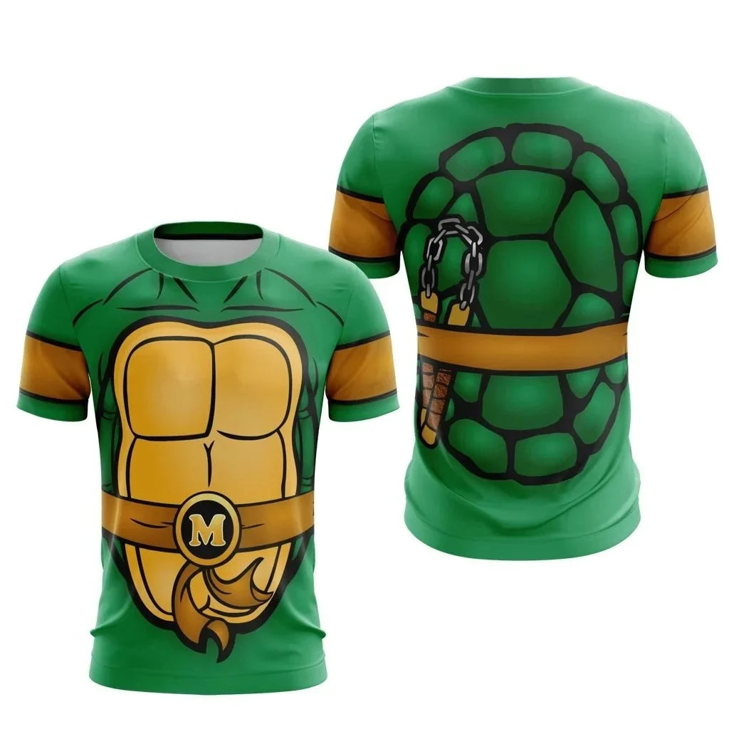 Bandai Ninja Turtles Classic Anime Cosplay Costume Full Print Adult Children's T-shirt Summer Quick Drying Soft and Comfortable