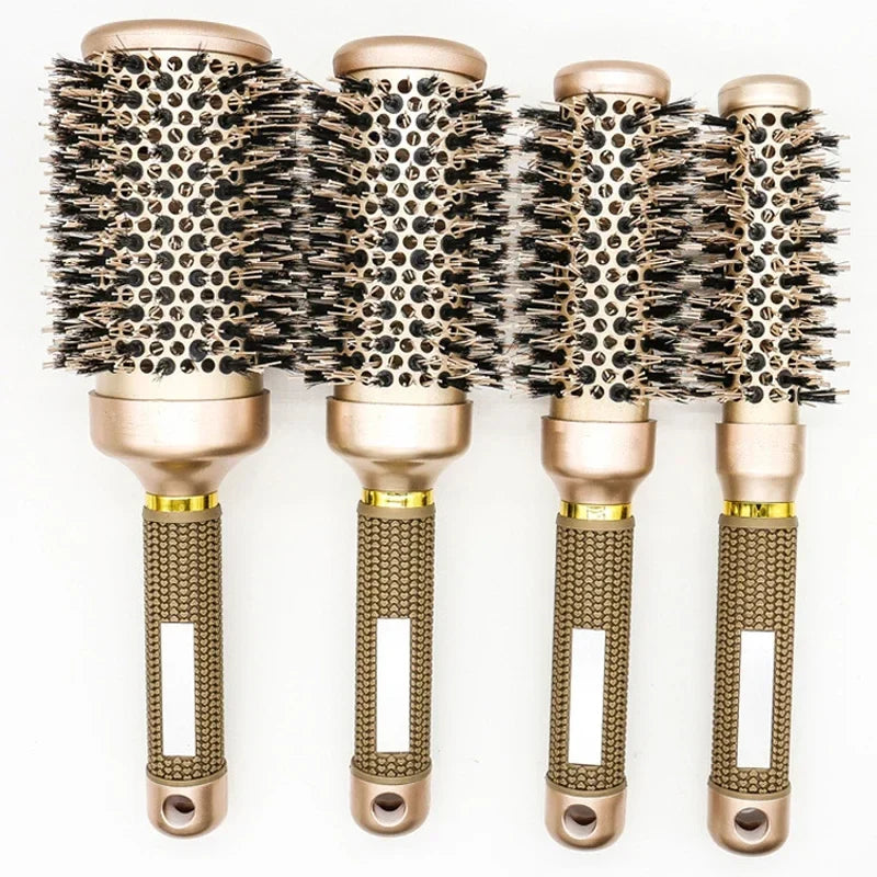 Round Ionic Hair Brush for Blow Dry Women Boar Bristles Hair Comb Ceramic Hairbrush Styling Tools For Drying Curly Hair Straight