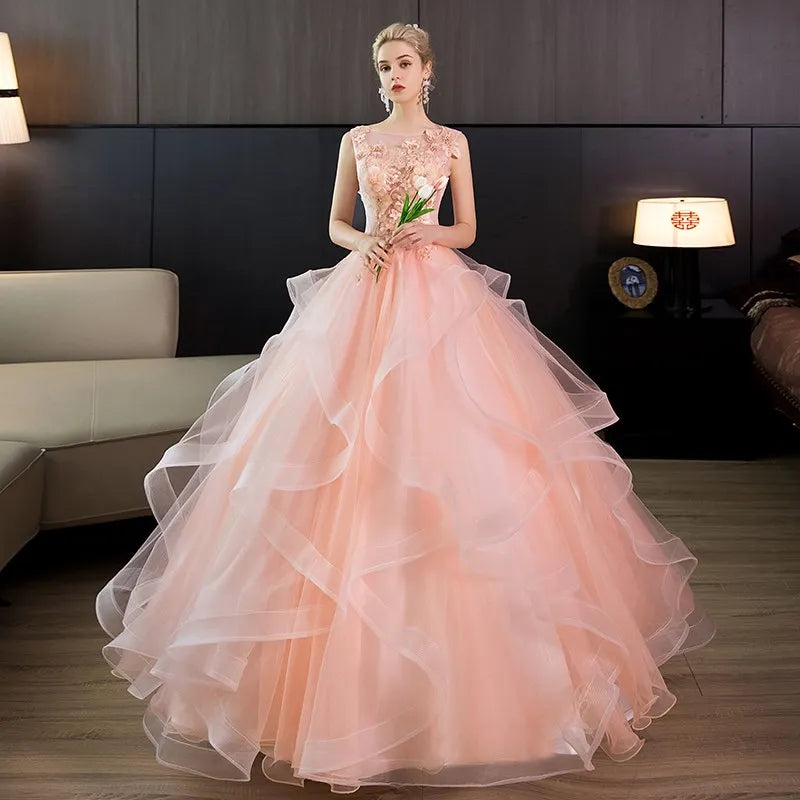 Vestidos de Quinceañera Rosa Oscuro con Cuello Halter sin Mangas para Fiesta de Gala, Vestido de Princesa Sencillo con Flores, Talla Grande Personalizado