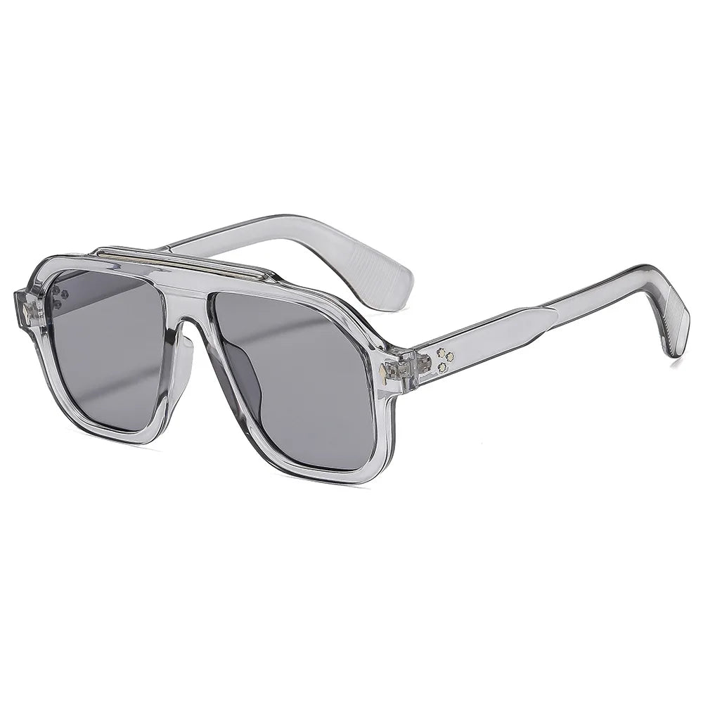 New Retro Leopard Square Frame Women Sunglasses Y2K Luxury Brand Personality Rivet Frame Design Outdoor Punk Men Glasses UV400