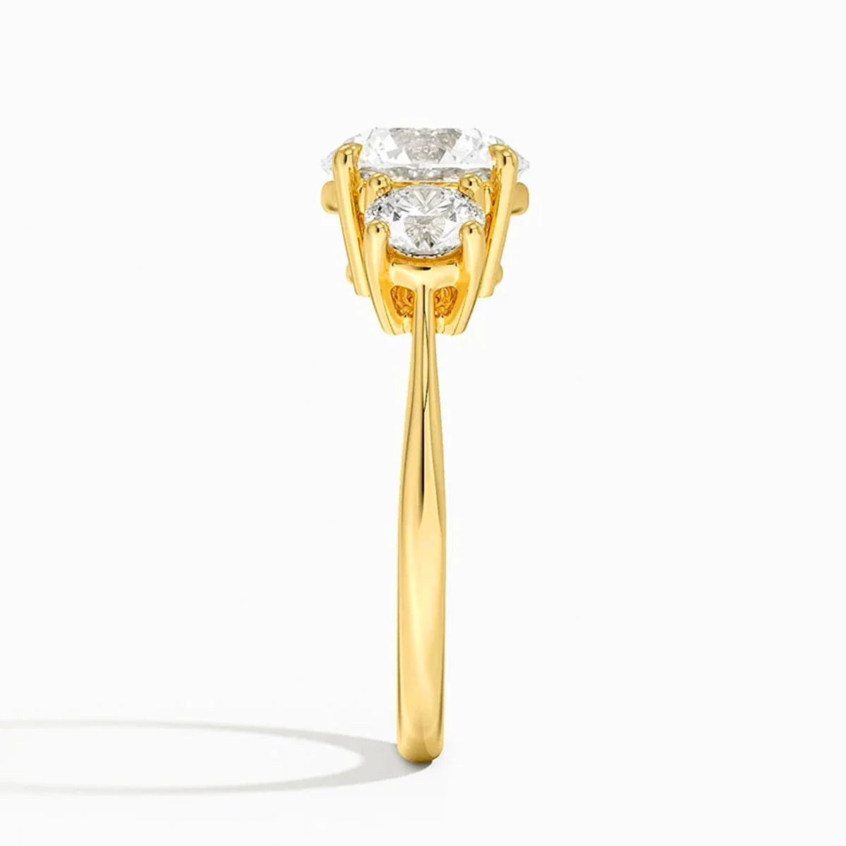 3 Stone D Color Moissanite Diamond Ring 14K Gold Engagement Wedding