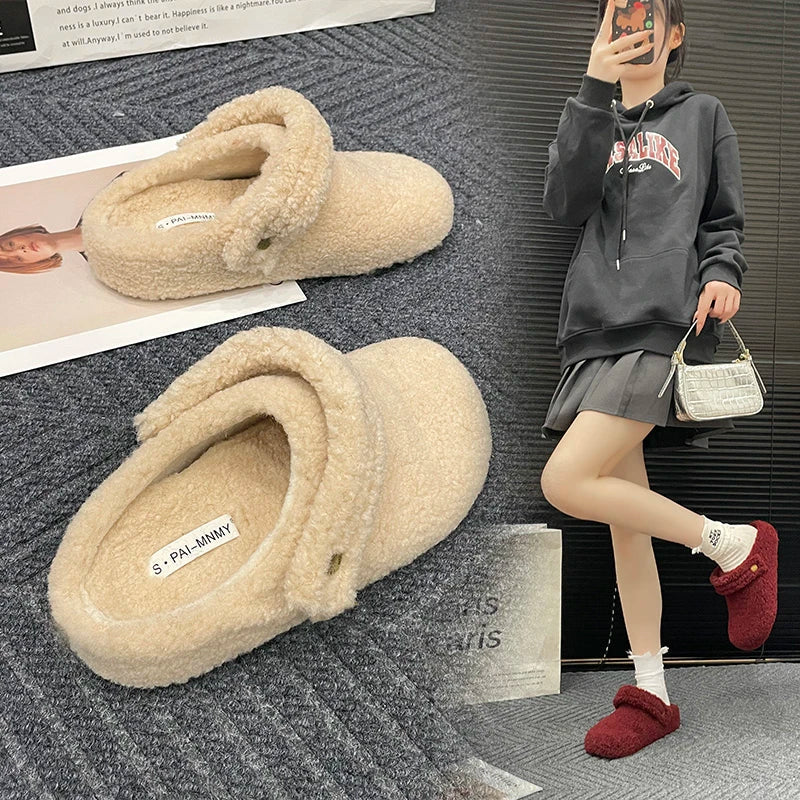 🩴 Pantuflas planas de algodón con forro polar para invierno