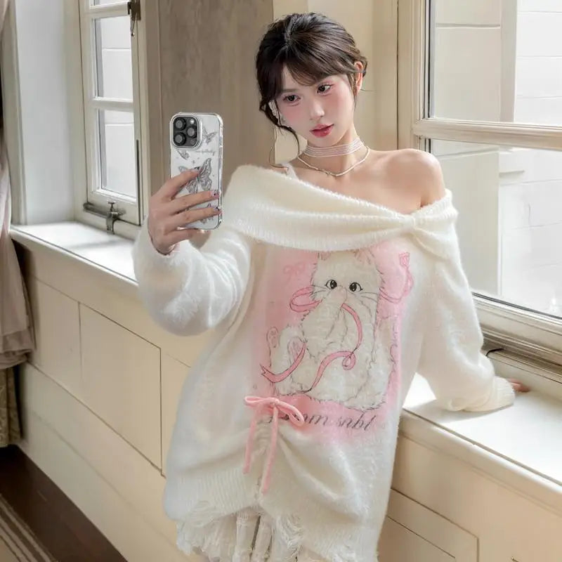 Suéter de hombros descubiertos Pretty Kitty