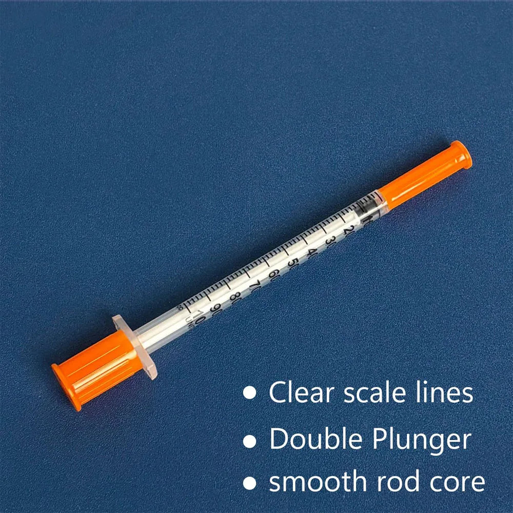 100pcs 1ml Sterile Insulin Syringe, Individually Wrapped Plastic
