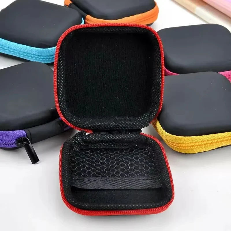 1-4pcs Portable Shockproof Headphone Case Earphone Bag Headset Storage Bag Hard Shell Earphone Accessories memory Card USB Cable