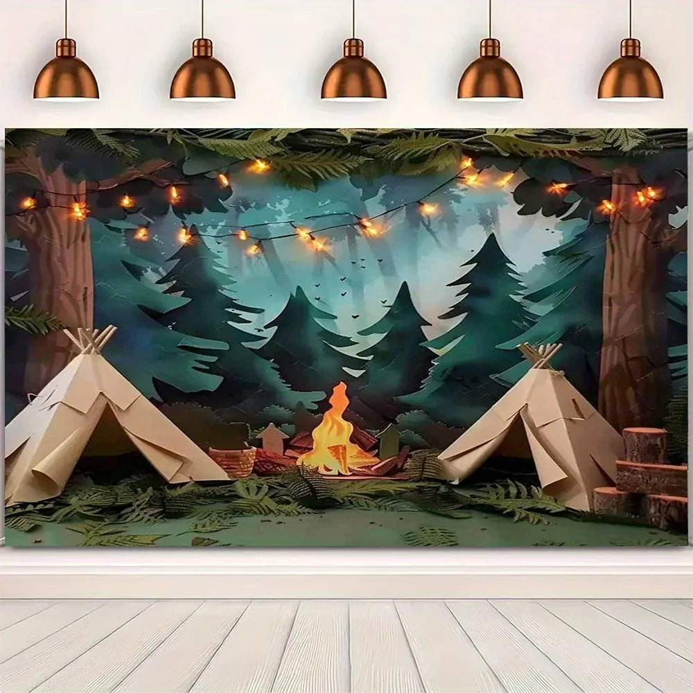 1 Photography Camping Background - Forest Scene Party Background with