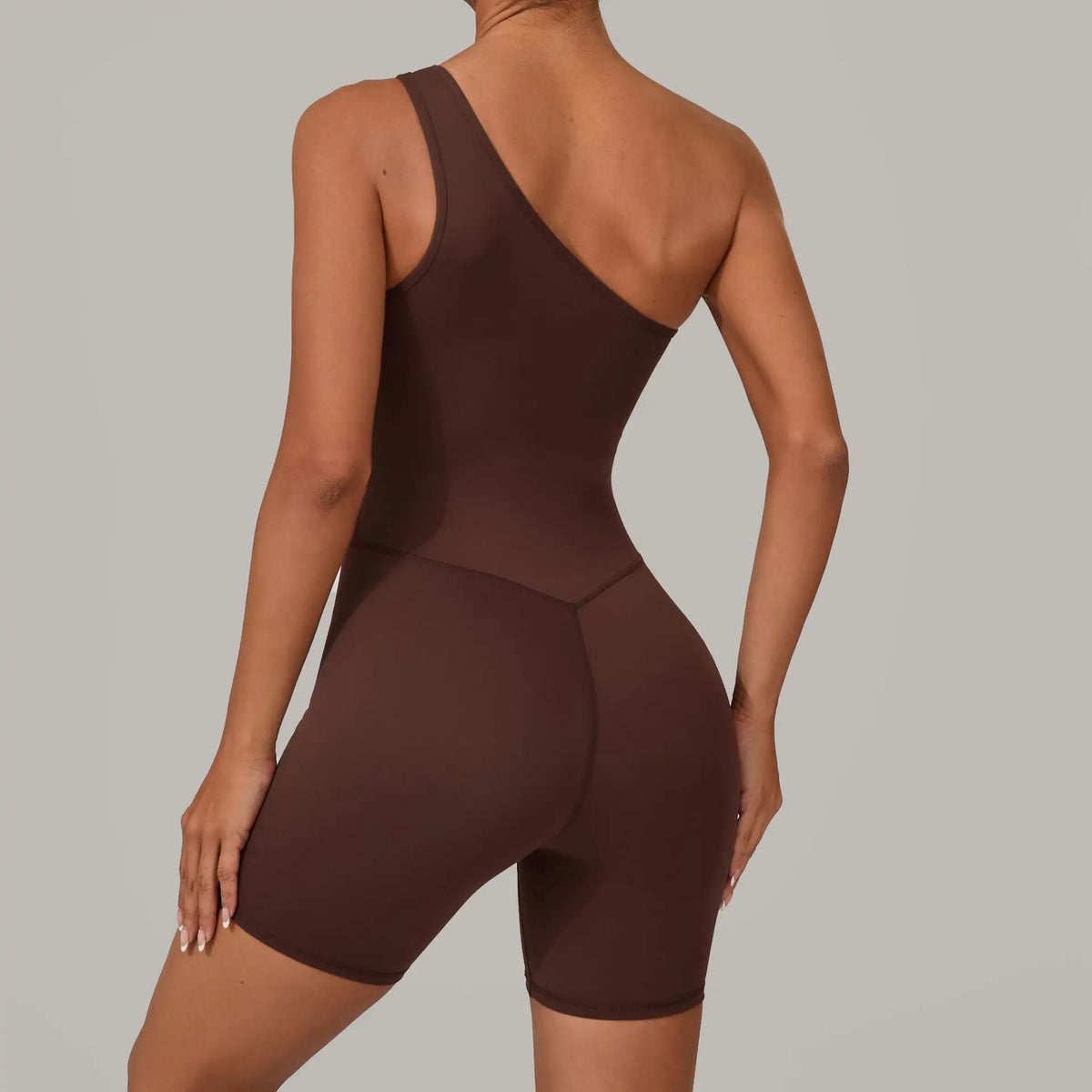 Summer One Shoulder Yoga Short Jumpsuit Women Sexy Cut Out Backless Scrunch Booty One Piece Suit Gym Workout Fitness Clothes