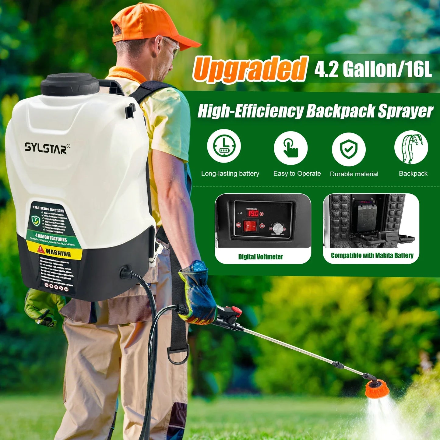 16L Garden Electric Sprayer Agricultural Irrigation Sprayer, Backpac