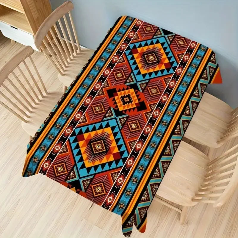 Southwest Ethnic Geometric Rectangle Tableclothholiday Party Decor Boho Aztec Pattern Polyester Table Cloths Kitchen Table Decor