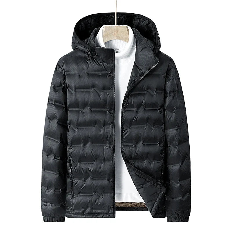 Men Winter New Down Jacket Men Hooded Waterproof Windproof Puffer Jacket Detachable Hat Coat Casual Lightweight Down Jacket Male