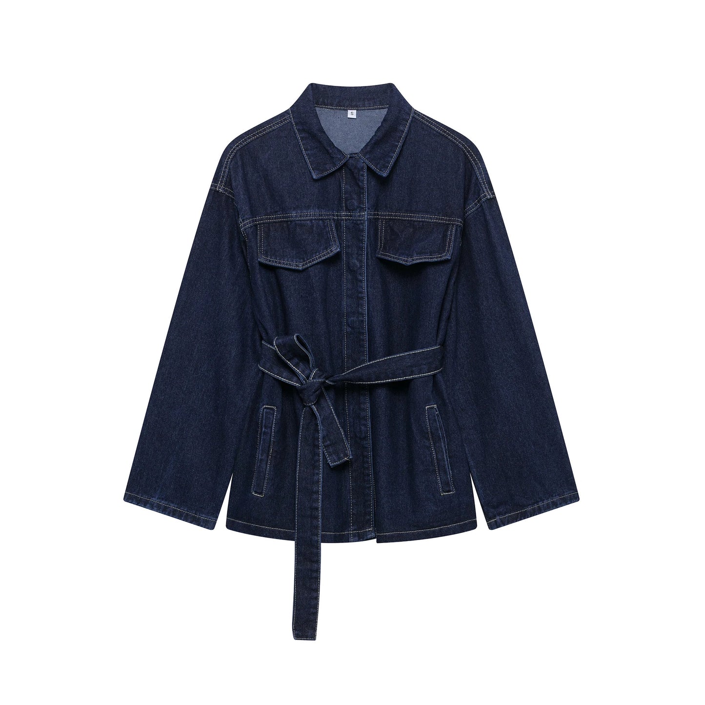 DUOPERI Women Fashion 2 Pieces Sets With Belt Denim  Jackets & Vintage Front Zipper Jeans Trousers Feamle Chic Lady Pants Sets