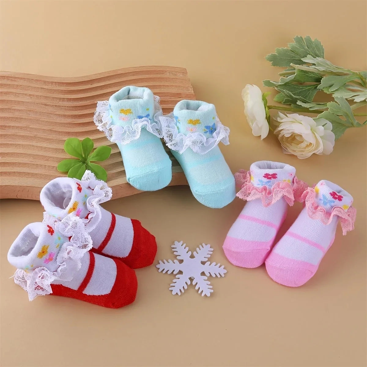 6pairs/lot Newborn Baby Socks for 0-24month Girls Lace Infant Girls