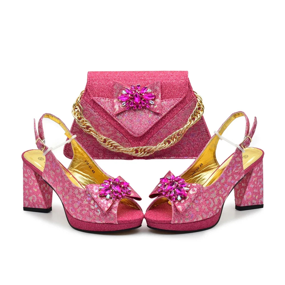 doershow New Italian Shoe and Bag Set New 2024 Women Shoes and Bag Set In Italy SKY BLUE Italian Shoes with Matching Bag HCV1-2