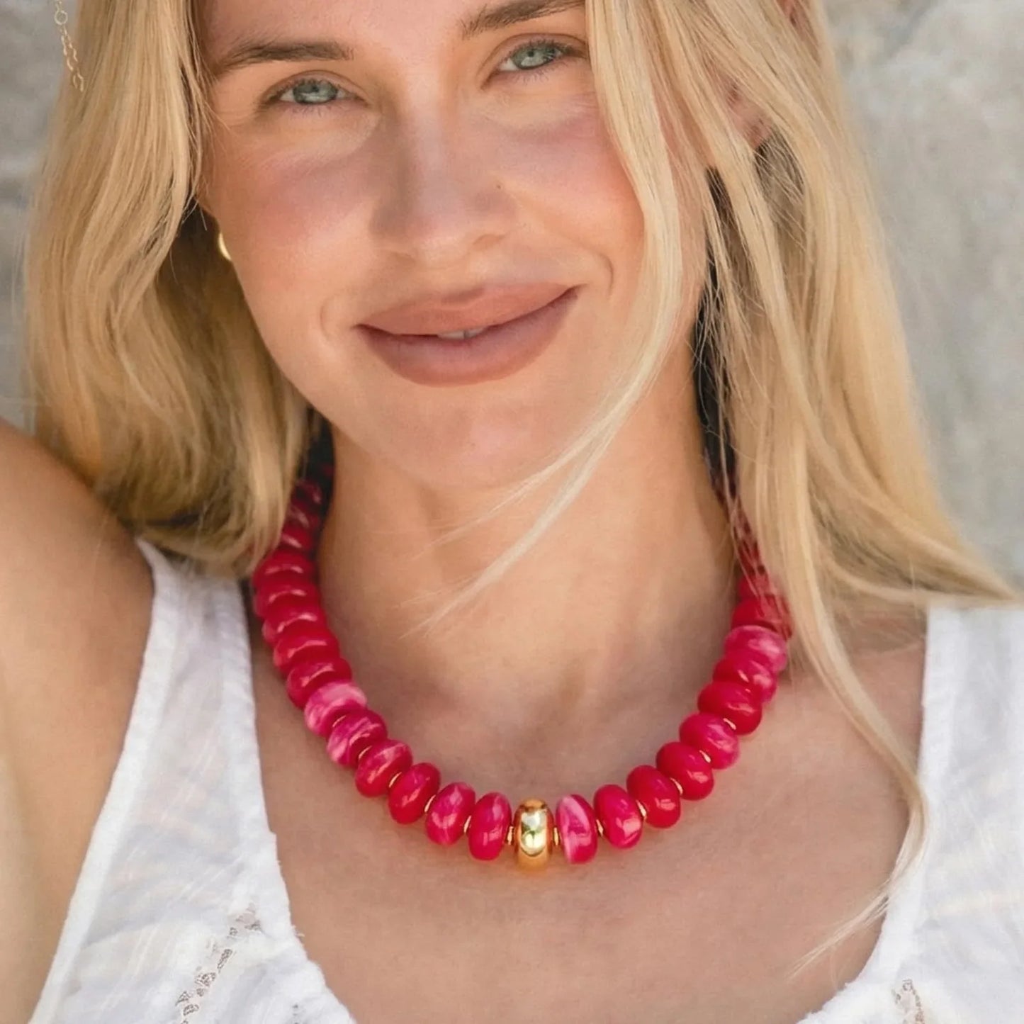 Chunky Colorful Beaded Choker Necklace Women Summer Trendy Round Resin Beads Chain Necklaces Statement Jewelry Gift for Vacation