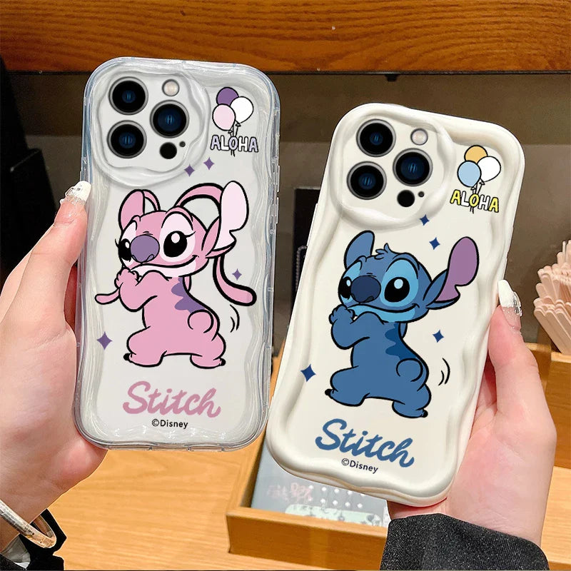 Funda de Teléfono Disney Stitch Angel Lovers para iPhone