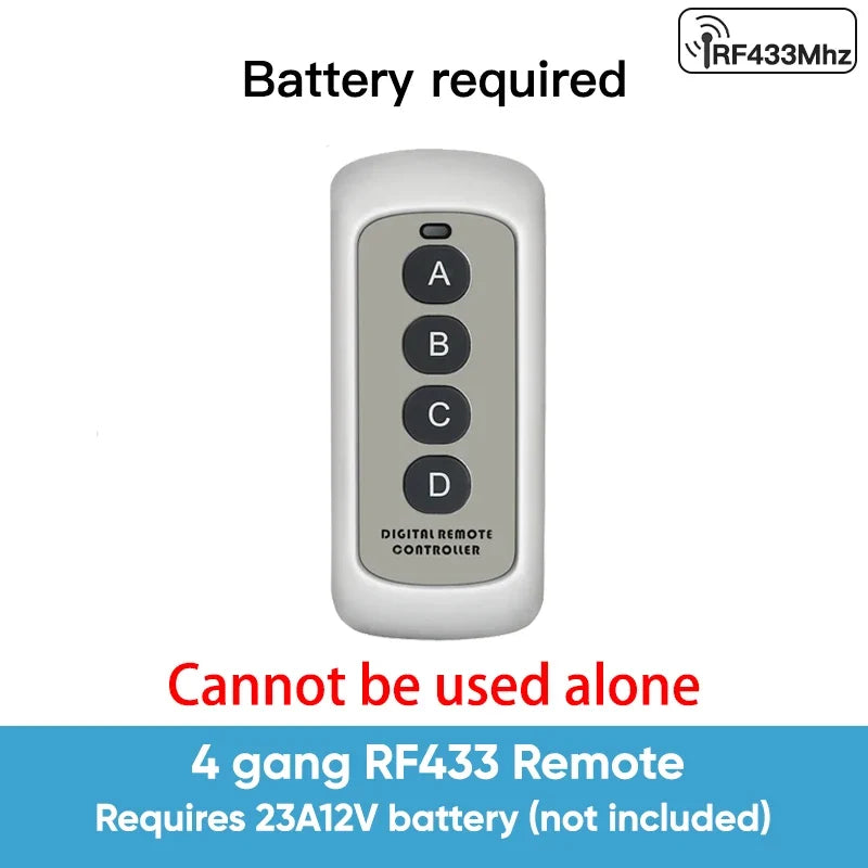 TNCE RF433 Relay Receiver,Wireless Light Switch 433Mhz Mini Remote Control,1/2/3Gang Wall Transmitter Switch, Led Lamp Fan Smart