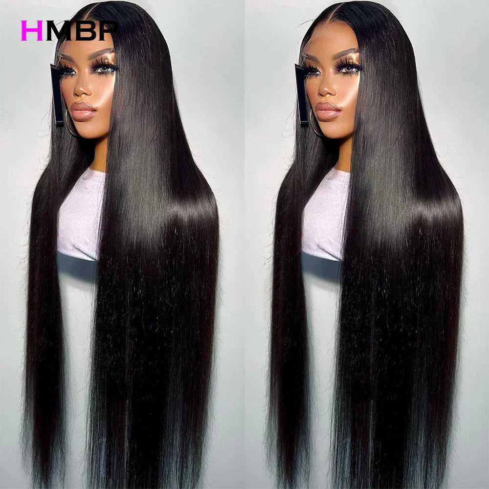 Pelucas sin pegamento Cabello humano 30 34 pulgadas liso 13x4/13x6 HD Encaje frontal Pelucas brasileñas Peluca de encaje frontal prearrancado Cabello humano HMBP