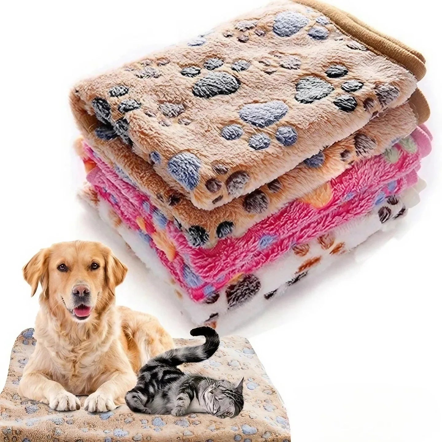 Soft Fluffy Pet Blanket – Cute Cartoon Pattern