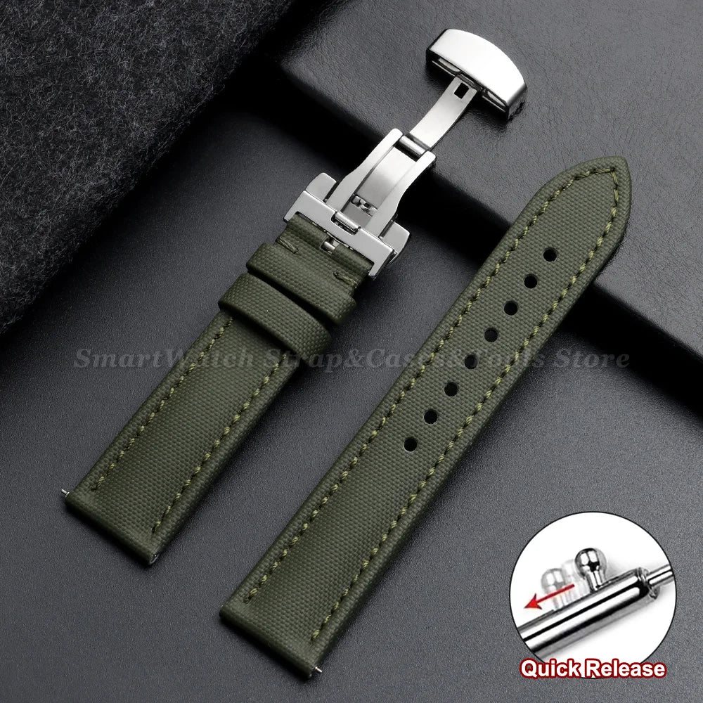 Samsung Galaxy Watch 7, 6, 5, 4 & FE Sailcloth Band with Butterfly Clasp