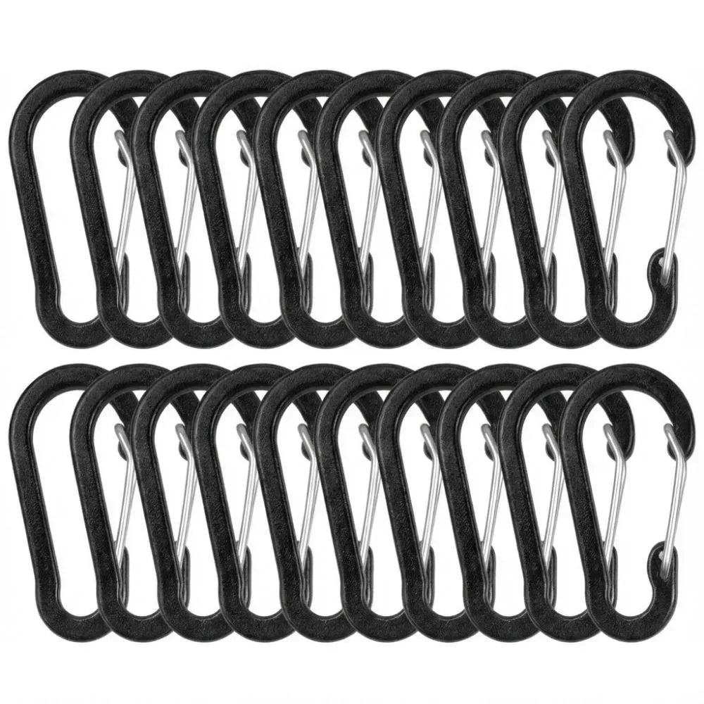 10PCS Stainless Steel Backpack Buckle S Type Handmade Carabiner with Lock Silver Necklace Clasps Jewelry Accessories