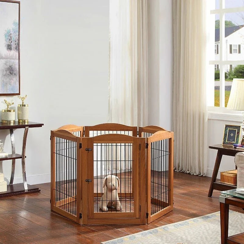 Wooden Pet Fence Dog Fence Freely Combinable Pet Isolation Door Indoor Foldable Dog Cage for Small and Medium Dogs Pet Supplies