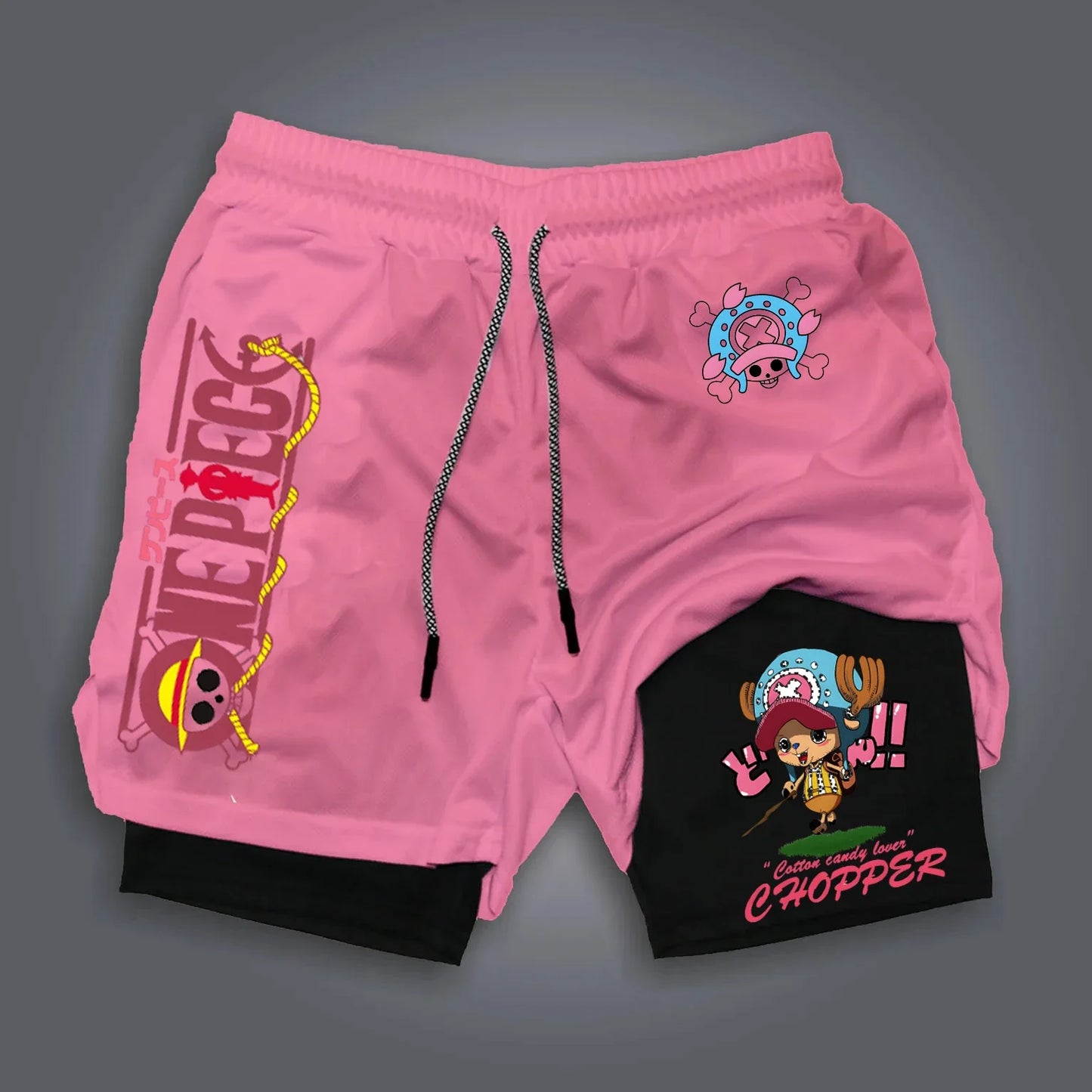 ONE PIECE Classic Anime Luffy Peripheral Printed Double-layer Shorts 2026 American Summer Men's Loose Sports Breathable Pants