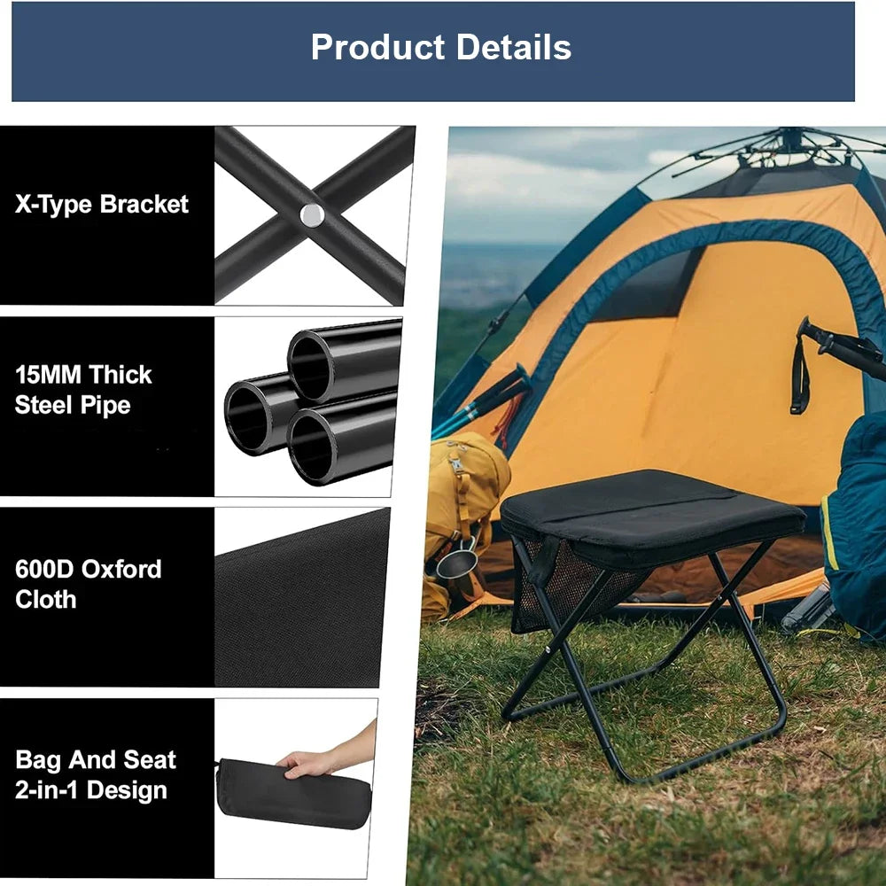 Camping Folding Stool with Storage Sack Portable Pocket Lightweight Stools for Hiking Fishing Climbing Picnic