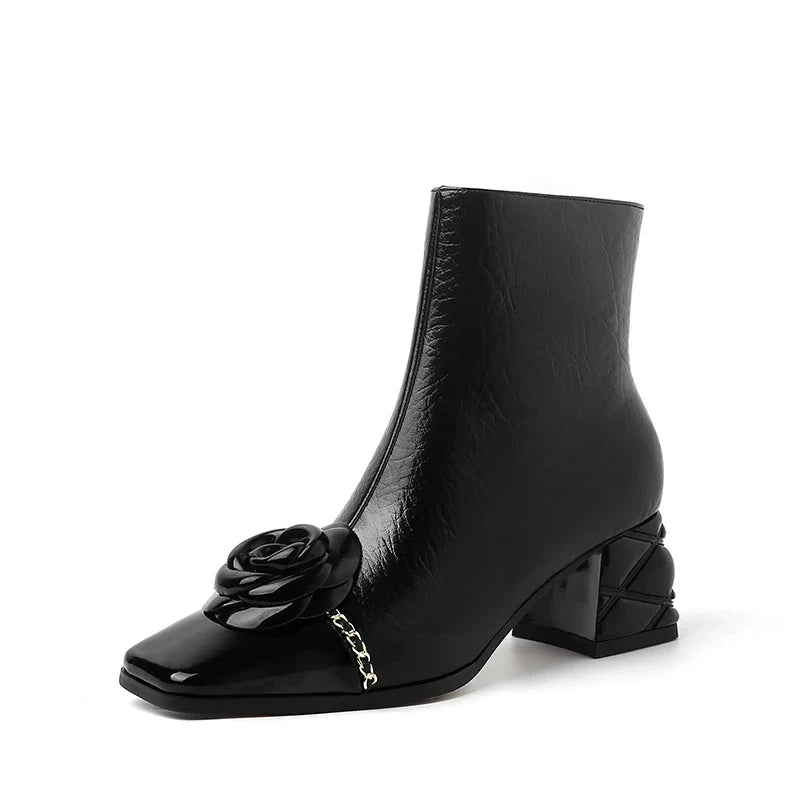 2026 NEW Autumn/Winter Women Boots Square Toe high Heel Shoes Split Leather Women Shoes Elegant Ankle Boots Zip Modern Boots