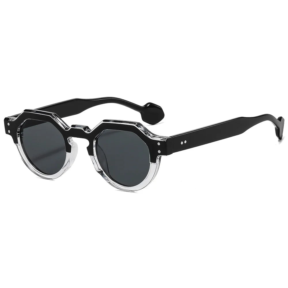 Fashion Small Irregular Square Sunglasses Women Retro Round Shades UV400 Men Rivets Punk Sun Glasses