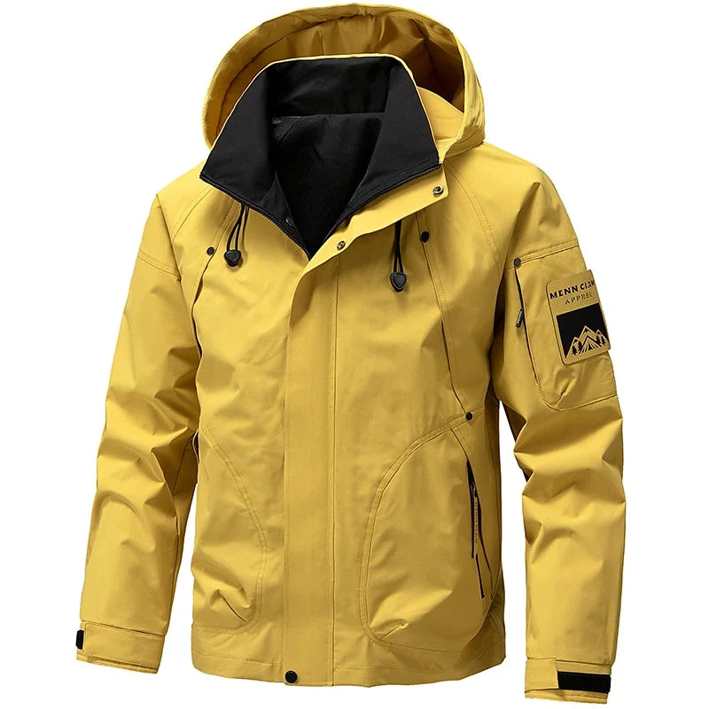 Waterproof Jacket Men Outdoor Softshell Zip Up Hooded Jacket Windbreaker Hiking Camping Coats Lightweight Spring Autumn Coats