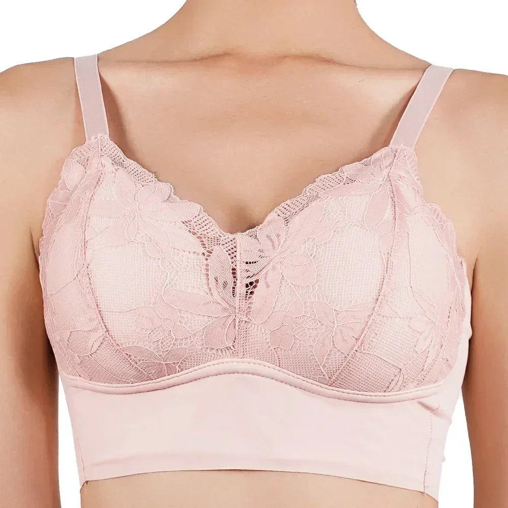 Sujetador caliente de copa completa fina, ropa interior pequeña, talla grande, inalámbrico, ajustable, de encaje, para mujer, cubierta de pecho, copas B C, sujetadores de encaje de talla grande.