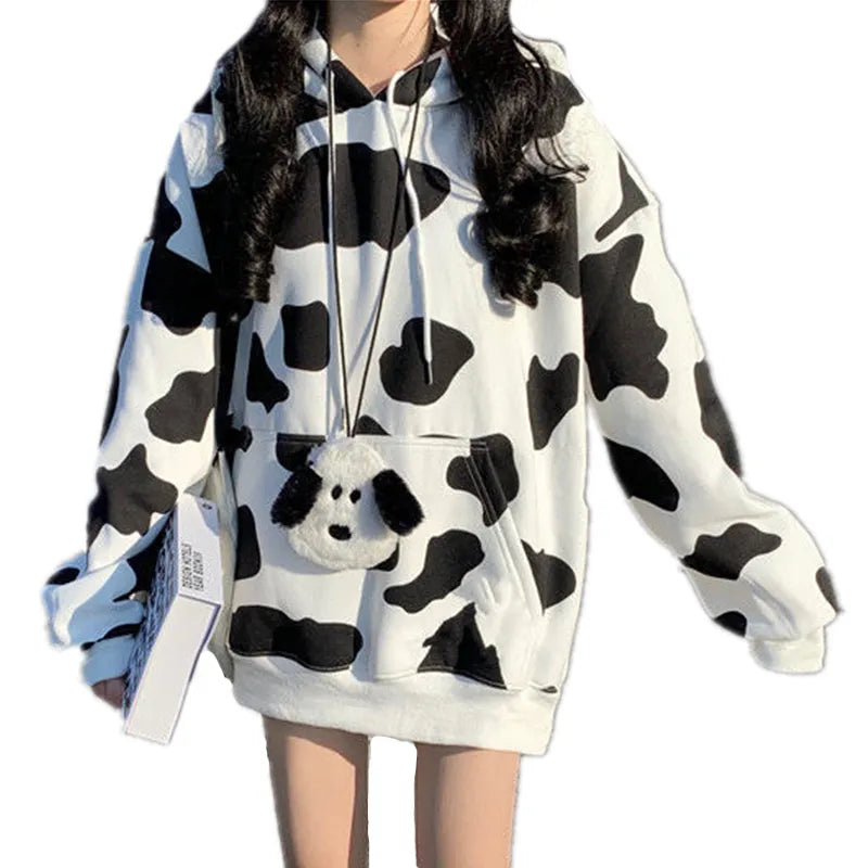 Sudadera con capucha y estampado de vaca