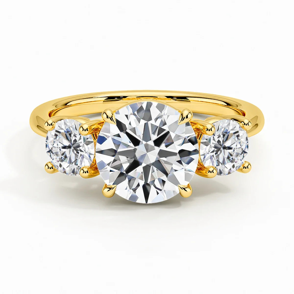 3 Stone D Color Moissanite Diamond Ring 14K Gold Engagement Wedding