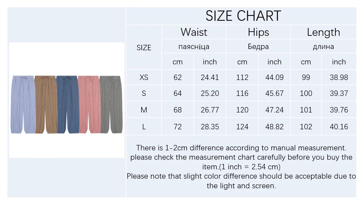 Women's Long Pants 2026 Summer New Style Red Plaid Drawstring Lantern Pants Long Pants Beach Vacation Casual Fashion
