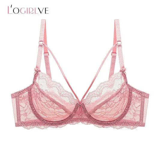 Logirlve Wholesale 3PCS Ropa Interior Sexy Mujer Sujetadores de Encaje Huecos Sujetador Ultrafino Lencería de Mujer Sujetador de Talla Grande