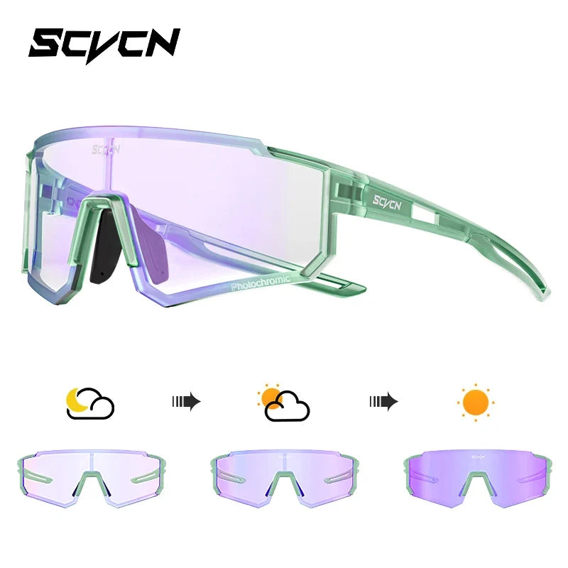 SCVCN Color Photochromic Cycling Glasses Men MTB Cycling Sunglasses Women Road Bike Glasses Outdoor Sports Bicycle Sunglasses