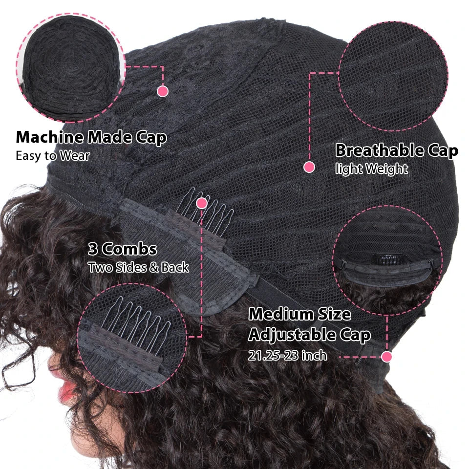 Pelucas de cabello humano Jerry Curly Short Pixie Bob Cut con flequillo, pelucas Remy Curly Bob para mujeres negras, peluca Full Machine Made #1B 1B/99J