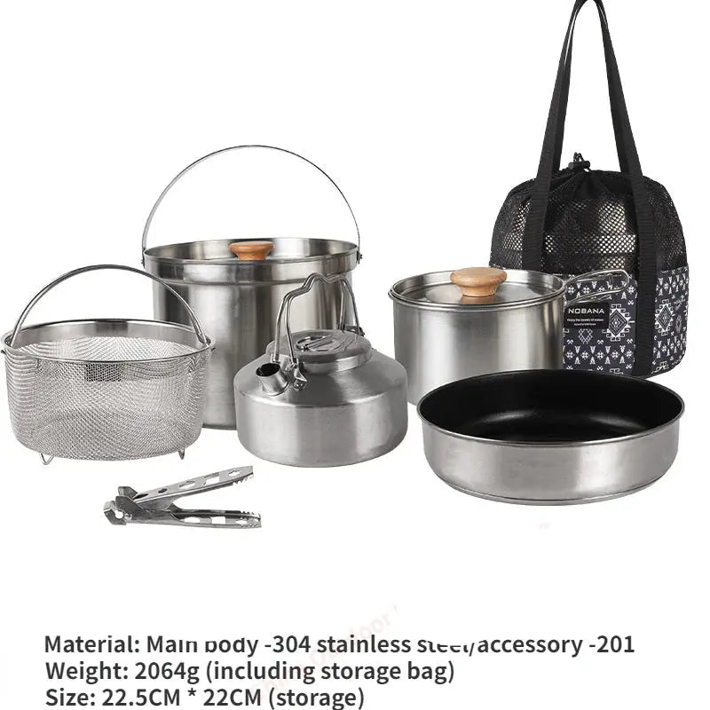 Outdoor Stainless Steel Pot Set for Camping, Picnic,Household