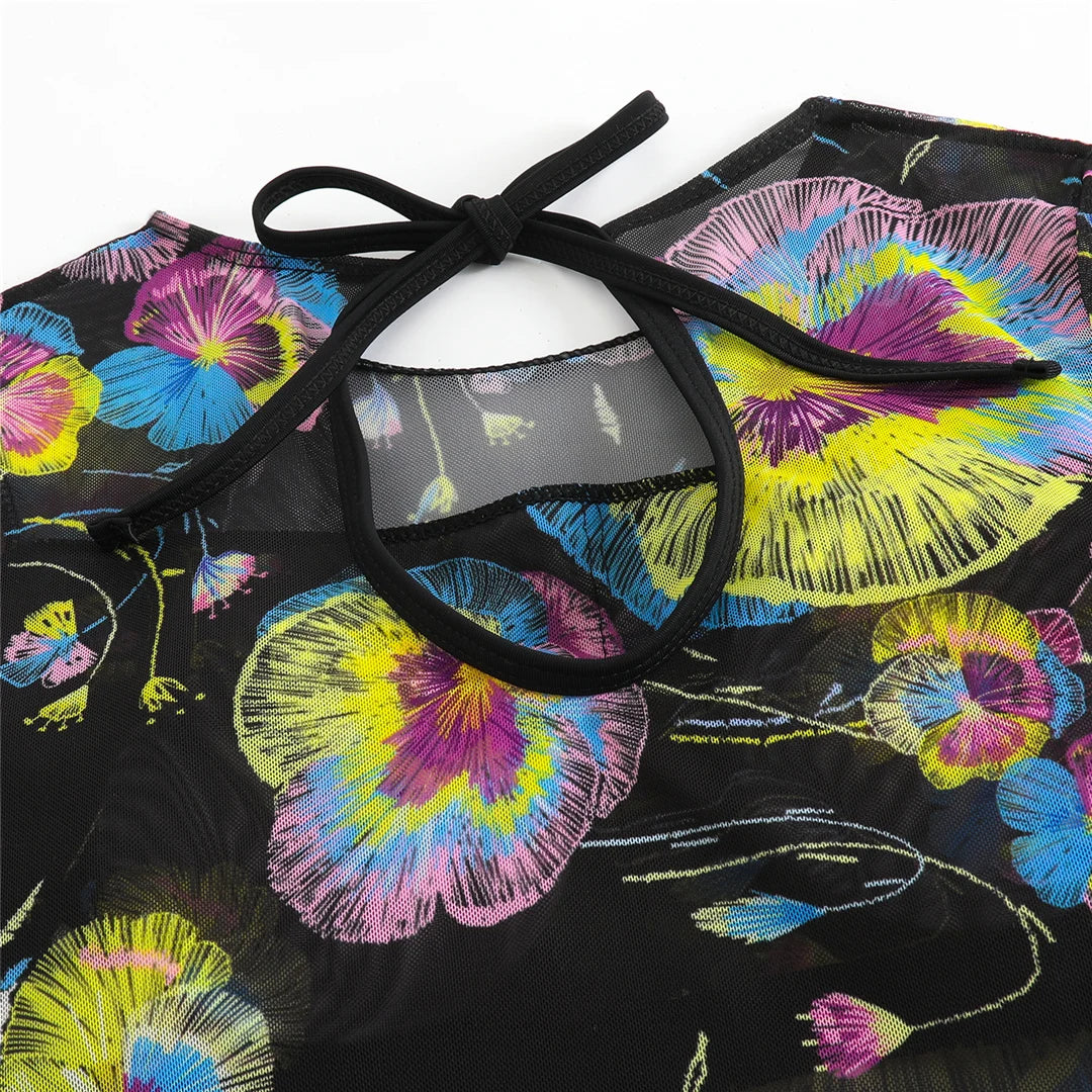 S - XXL New Printed Long Sleeve With Pants Women Swimwear One Piece Swimsuit Female Floral Padded Bather Bathing Suit Swim V7176
