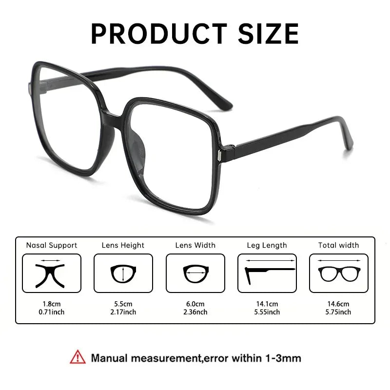Square Oversized Transparent Eyeglasses Women Anti Blue Blocking Computer Eyeglass Black Unisex Optical Glasses