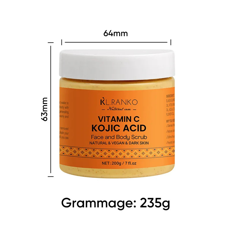 Vitamin C Kojic acid Natural Exfoliating Salt Body &Face Scrub Brightens and Softens Skin Deep Cleaning Anti Oxidative Skin Tone