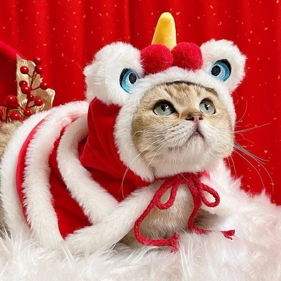 Cute Cat Dog Clothes New Year Costumes Pet Spring Festival Cape Dress Up Clothes Small Dog Cat Cloak Yorkshire Pet Clothes