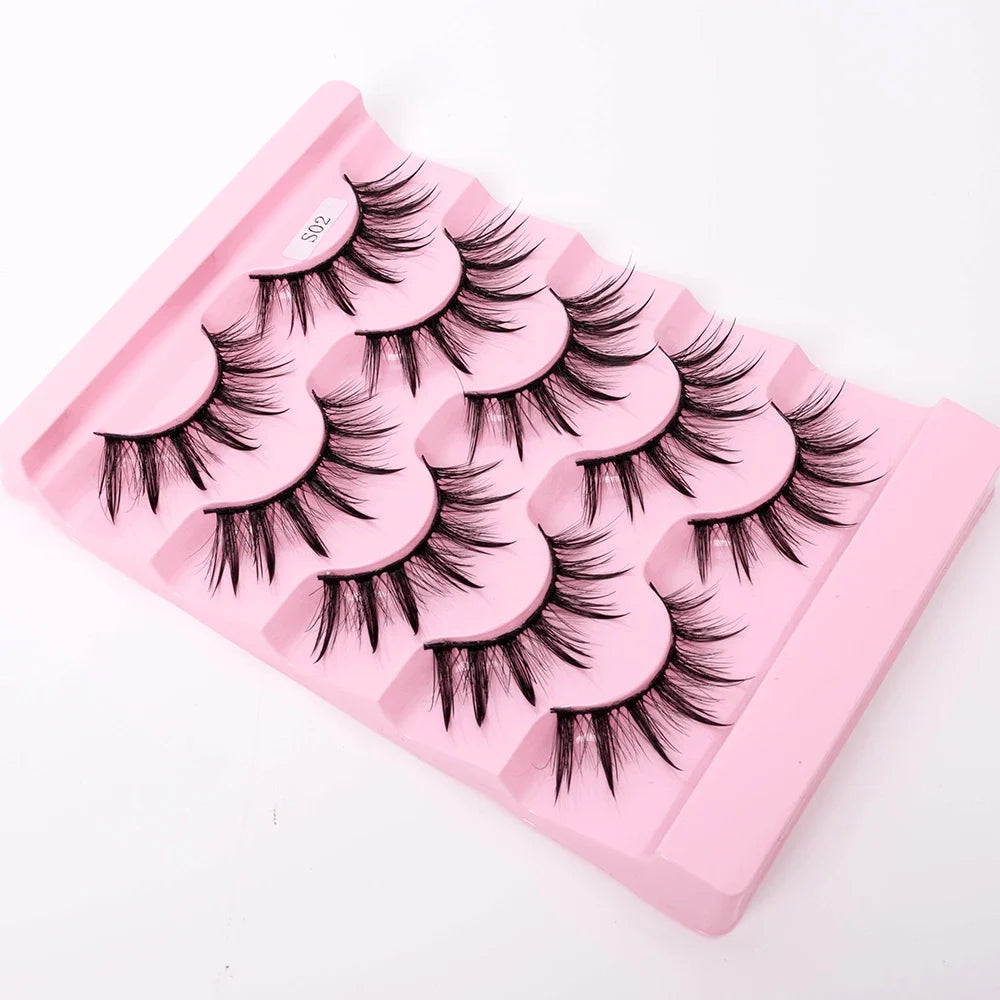 Yiernuo 1/5 Pairs Cosplay Anime Eyelashes Manga Lashes Dramatic Fairy Clusters Lashes Wet Look Lashes