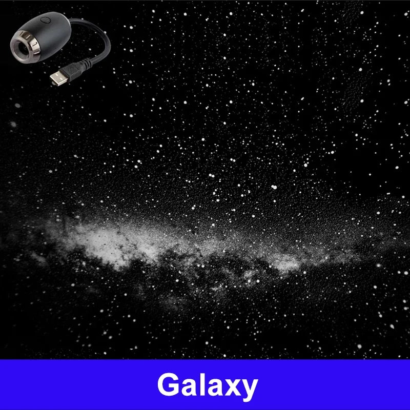 Romantic LED Starry Sky Night Light USB Powered Saturn Galaxy Projector Lamp for Car Roof Party Room Ceiling Decor Plug and Play