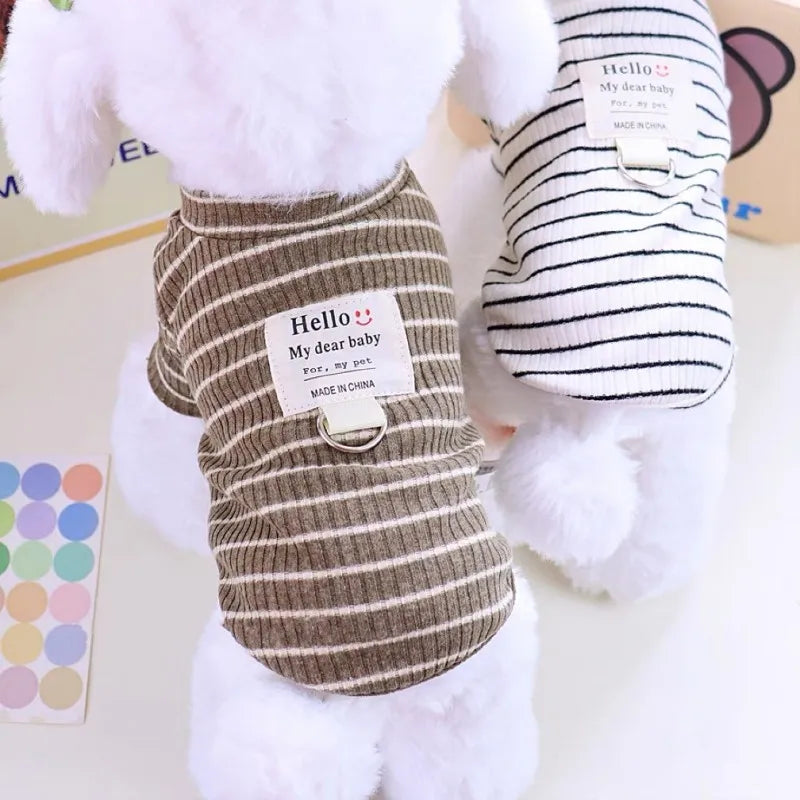 Summer Clothes for Dog and Cat, Striped T-Shirt, Cute Clothes for Puppy, Chihuahua, Bichon, French Bulldog, Girl